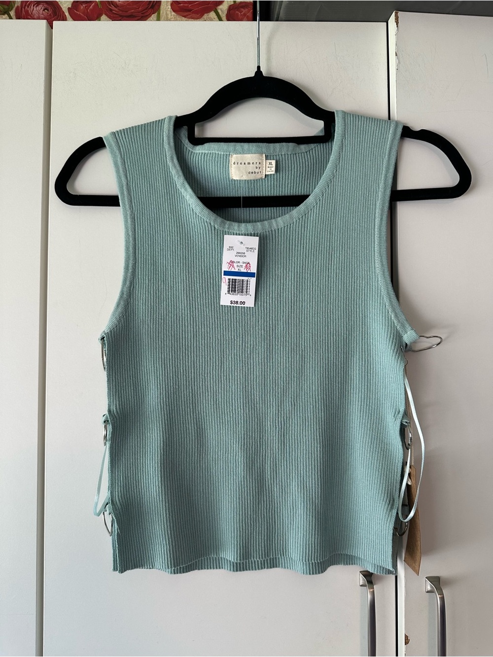 🩵 NWT Dreamers by Debut Y2K Heart Ring Cutout Tank Top XL Juniors